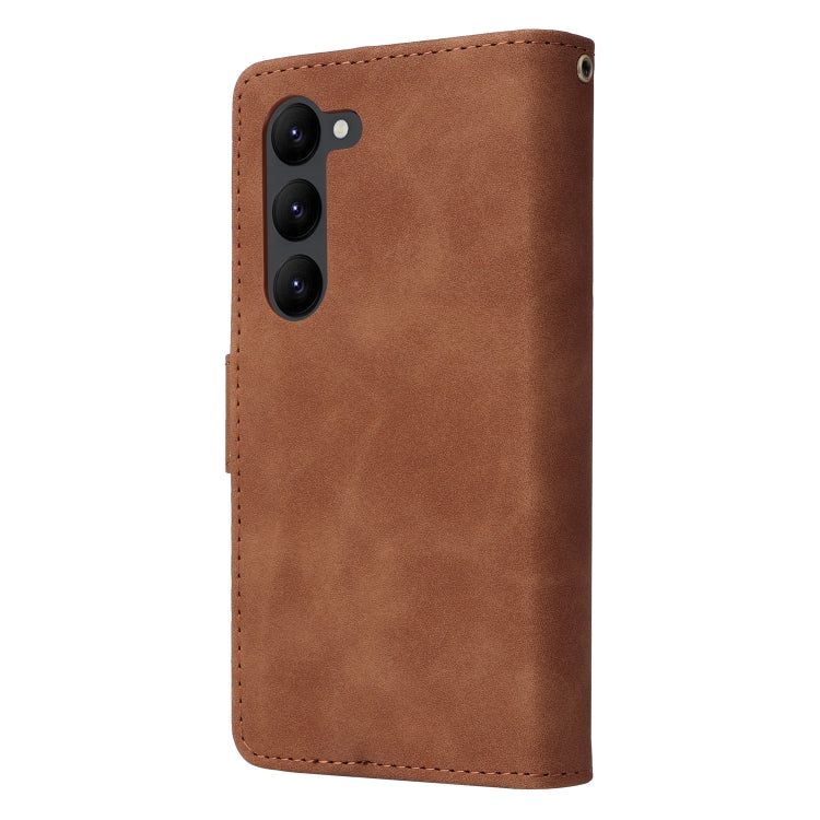 For Samsung Galaxy S23+ 5G Multifunctional Frosted Zipper Wallet Leather Phone Case(Brown) - HoMEdemic™ 