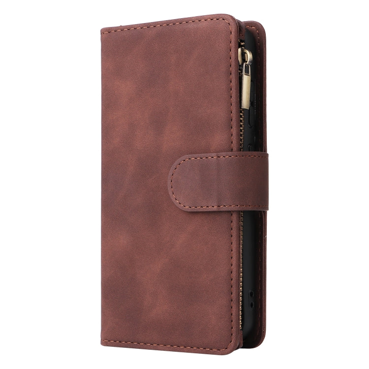 For Samsung Galaxy S23+ 5G Multifunctional Frosted Zipper Wallet Leather Phone Case(Coffee) - HoMEdemic™ 