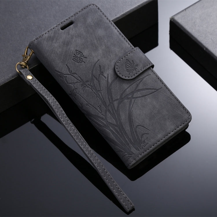 For Samsung Galaxy S23+ 5G Orchid Butterfly Embossed Leather Phone Case(Black) - HoMEdemic™ 