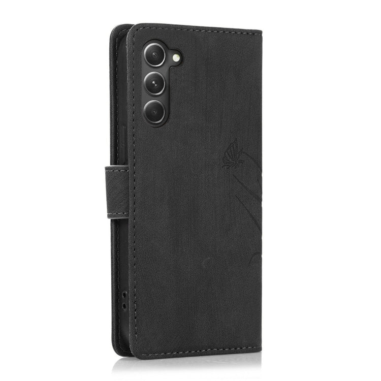 For Samsung Galaxy S23+ 5G Orchid Butterfly Embossed Leather Phone Case(Black) - HoMEdemic™ 