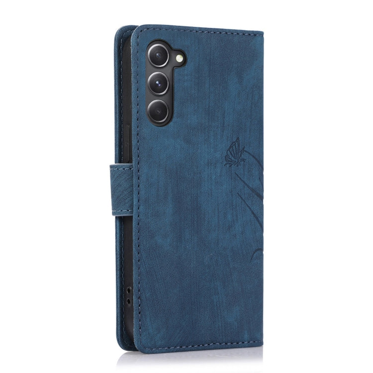 For Samsung Galaxy S23+ 5G Orchid Butterfly Embossed Leather Phone Case(Blue) - HoMEdemic™ 