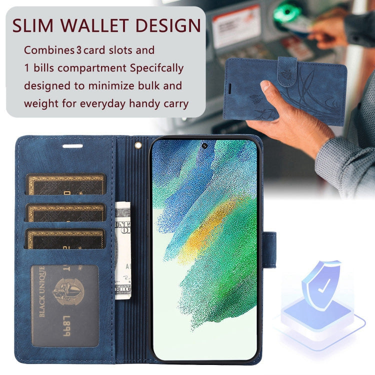 For Samsung Galaxy S23+ 5G Orchid Butterfly Embossed Leather Phone Case(Blue) - HoMEdemic™ 