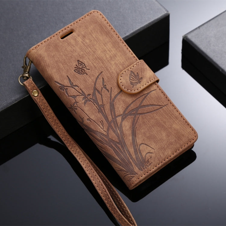 For Samsung Galaxy S23+ 5G Orchid Butterfly Embossed Leather Phone Case(Brown) - HoMEdemic™ 