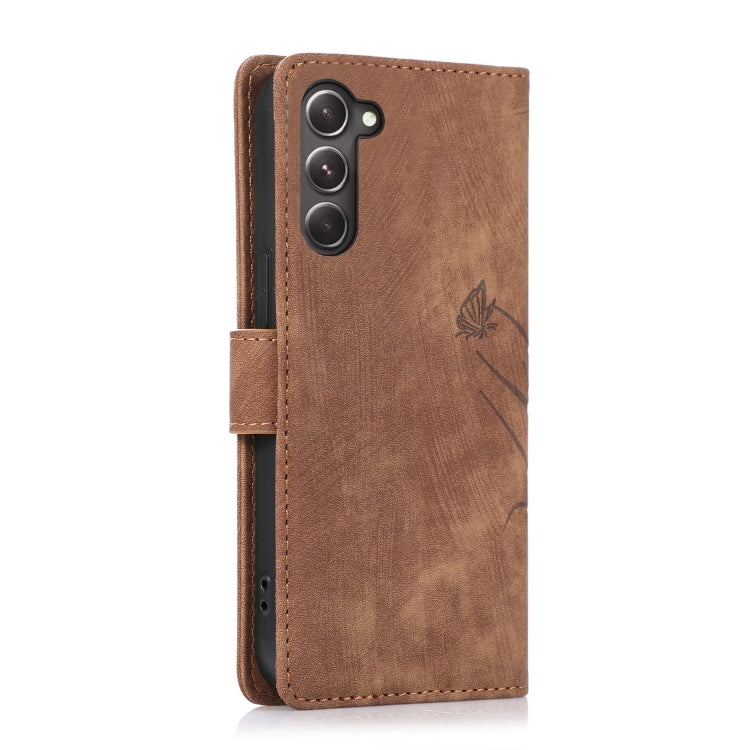For Samsung Galaxy S23+ 5G Orchid Butterfly Embossed Leather Phone Case(Brown) - HoMEdemic™ 