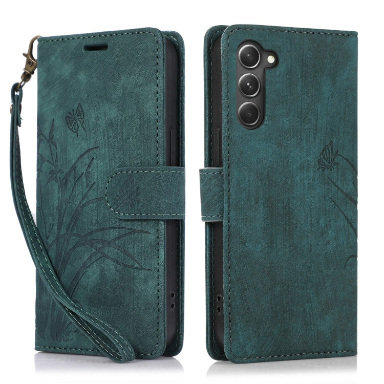 For Samsung Galaxy S23+ 5G Orchid Butterfly Embossed Leather Phone Case(Green) - HoMEdemic™ 