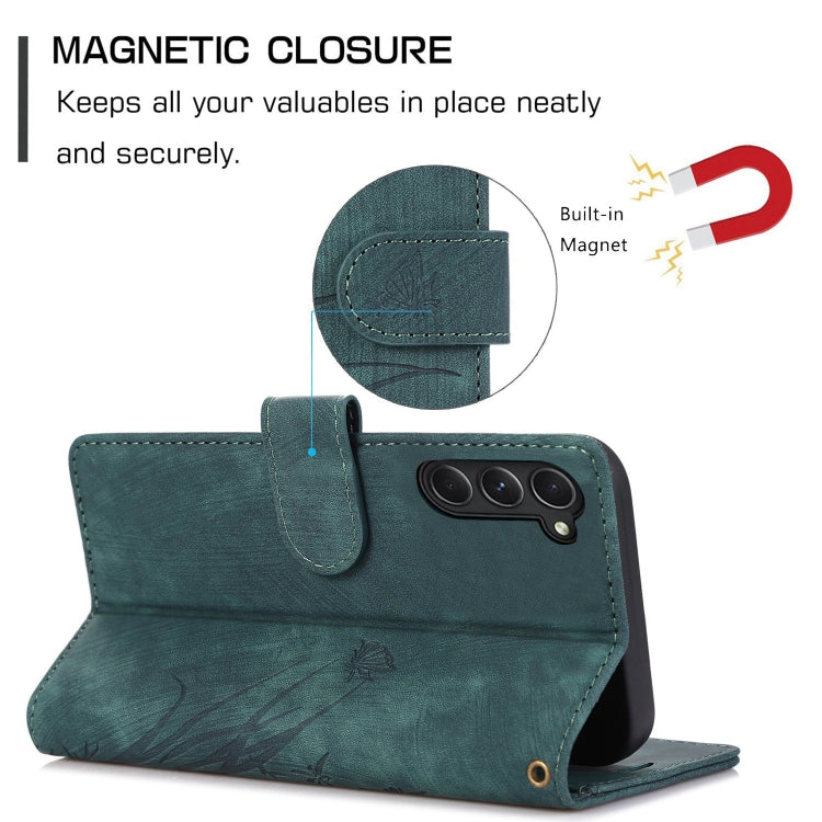 For Samsung Galaxy S23+ 5G Orchid Butterfly Embossed Leather Phone Case(Green) - HoMEdemic™ 