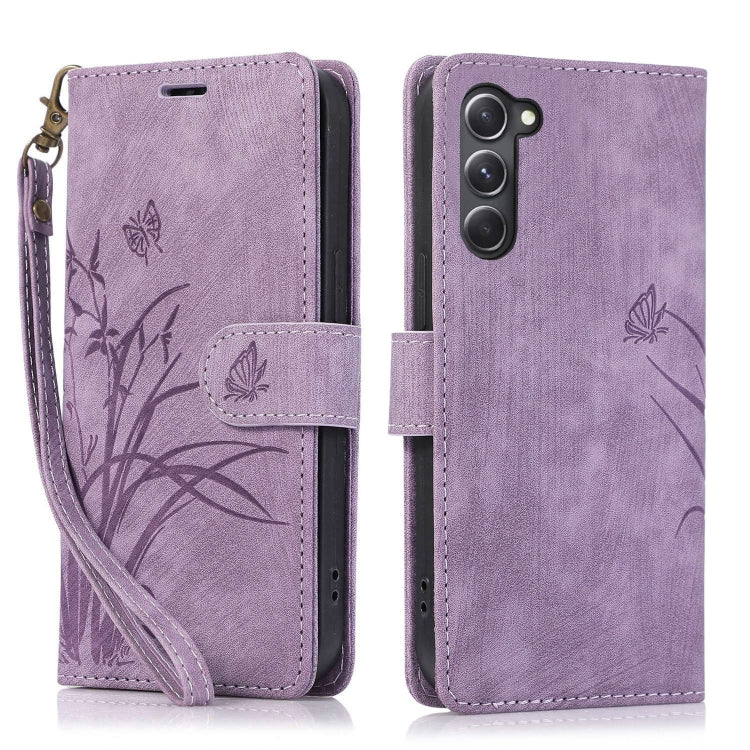For Samsung Galaxy S23+ 5G Orchid Butterfly Embossed Leather Phone Case(Purple) - HoMEdemic™ 
