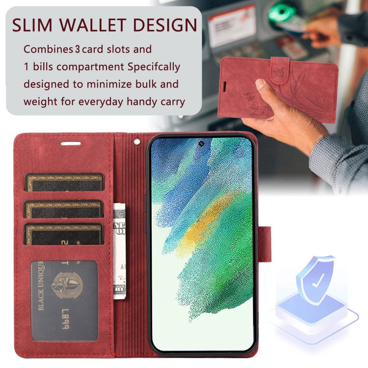 For Samsung Galaxy S23+ 5G Orchid Butterfly Embossed Leather Phone Case(Red) - HoMEdemic™ 