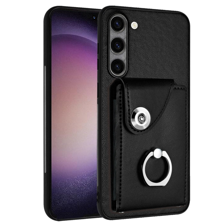 For Samsung Galaxy S23+ 5G Organ Card Bag Ring Holder PU Phone Case(Black) - HoMEdemic™ 