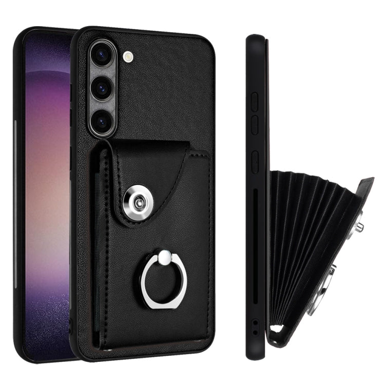 For Samsung Galaxy S23+ 5G Organ Card Bag Ring Holder PU Phone Case(Black) - HoMEdemic™ 