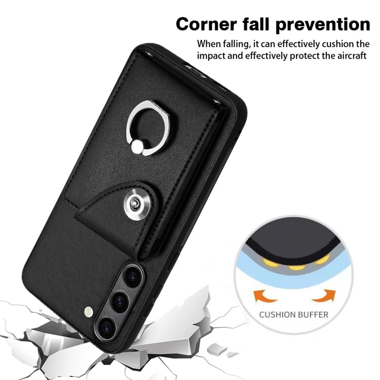For Samsung Galaxy S23+ 5G Organ Card Bag Ring Holder PU Phone Case(Black) - HoMEdemic™ 