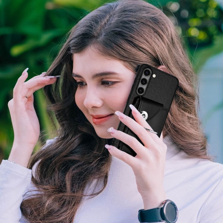 For Samsung Galaxy S23+ 5G Organ Card Bag Ring Holder PU Phone Case(Black) - HoMEdemic™ 