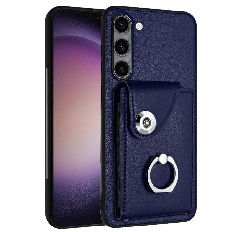 For Samsung Galaxy S23+ 5G Organ Card Bag Ring Holder PU Phone Case(Blue) - HoMEdemic™ 