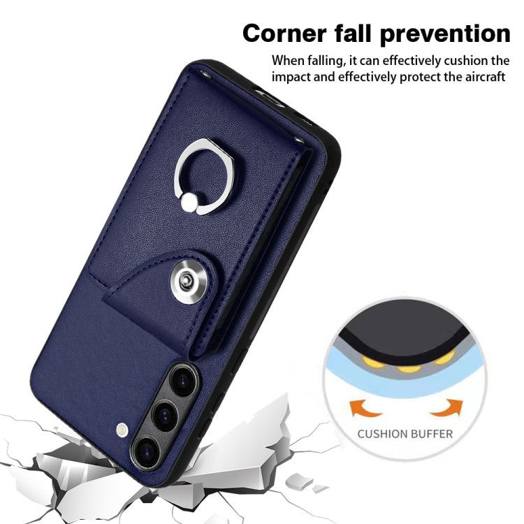 For Samsung Galaxy S23+ 5G Organ Card Bag Ring Holder PU Phone Case(Blue) - HoMEdemic™ 