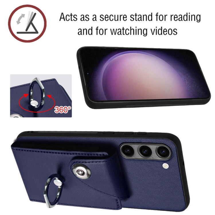 For Samsung Galaxy S23+ 5G Organ Card Bag Ring Holder PU Phone Case(Blue) - HoMEdemic™ 