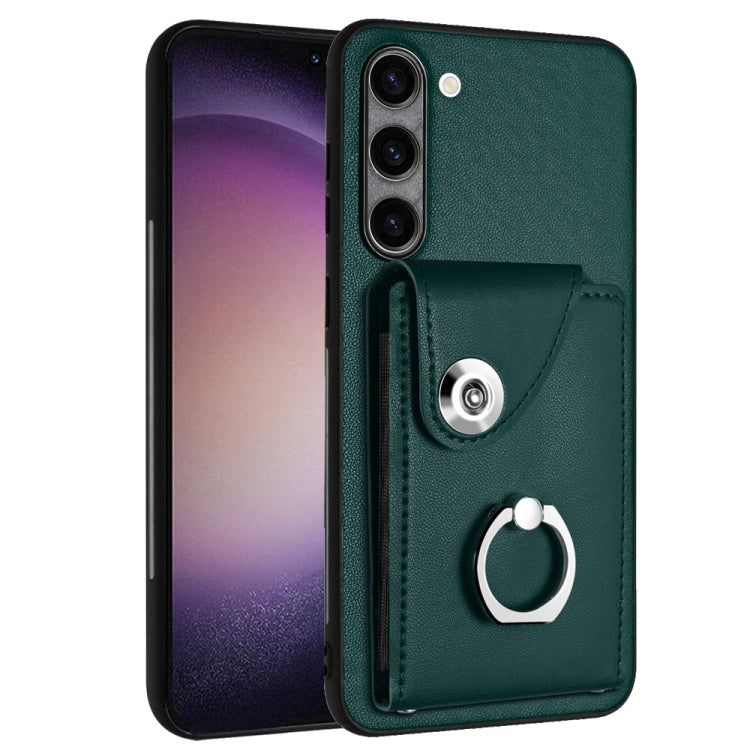 For Samsung Galaxy S23+ 5G Organ Card Bag Ring Holder PU Phone Case(Green) - HoMEdemic™ 