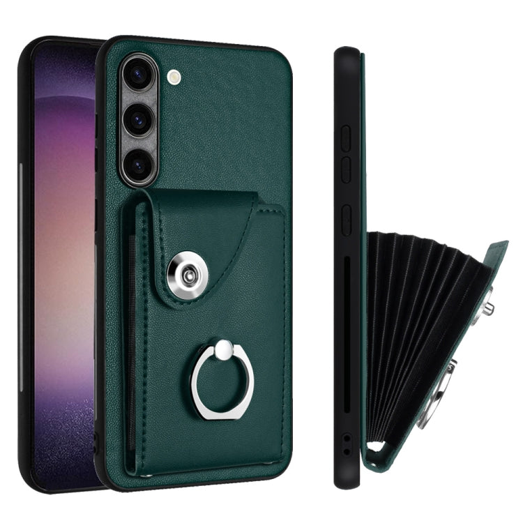 For Samsung Galaxy S23+ 5G Organ Card Bag Ring Holder PU Phone Case(Green) - HoMEdemic™ 