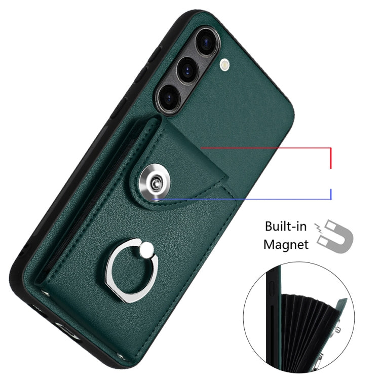 For Samsung Galaxy S23+ 5G Organ Card Bag Ring Holder PU Phone Case(Green) - HoMEdemic™ 