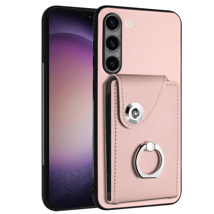 For Samsung Galaxy S23+ 5G Organ Card Bag Ring Holder PU Phone Case(Pink) - HoMEdemic™ 
