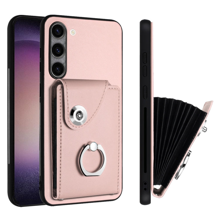 For Samsung Galaxy S23+ 5G Organ Card Bag Ring Holder PU Phone Case(Pink) - HoMEdemic™ 