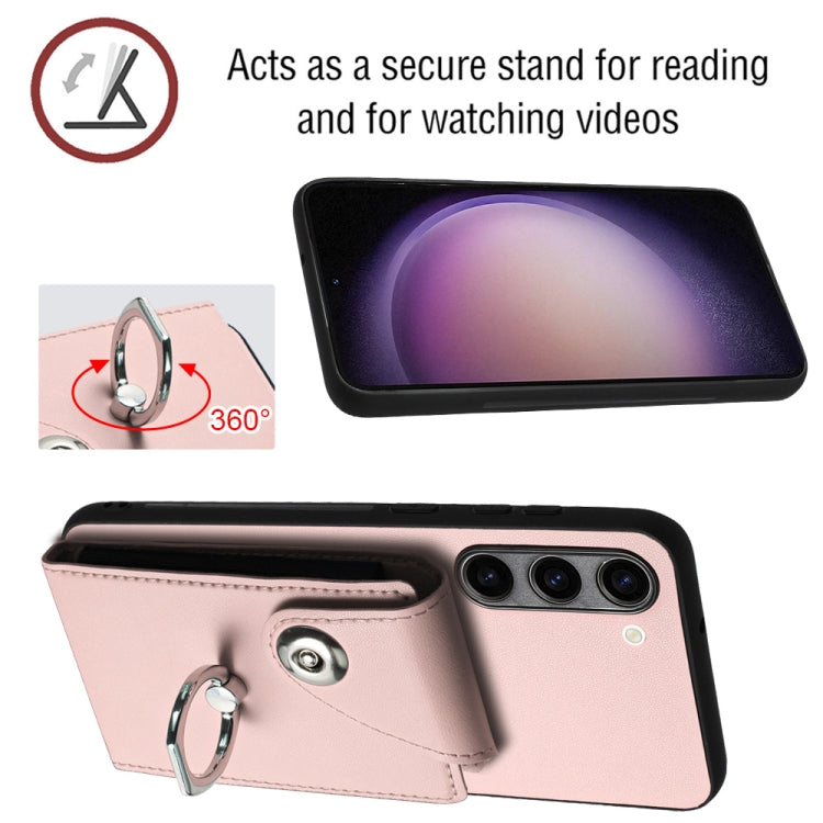 For Samsung Galaxy S23+ 5G Organ Card Bag Ring Holder PU Phone Case(Pink) - HoMEdemic™ 