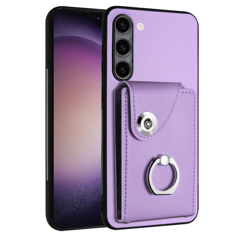 For Samsung Galaxy S23+ 5G Organ Card Bag Ring Holder PU Phone Case(Purple) - HoMEdemic™ 