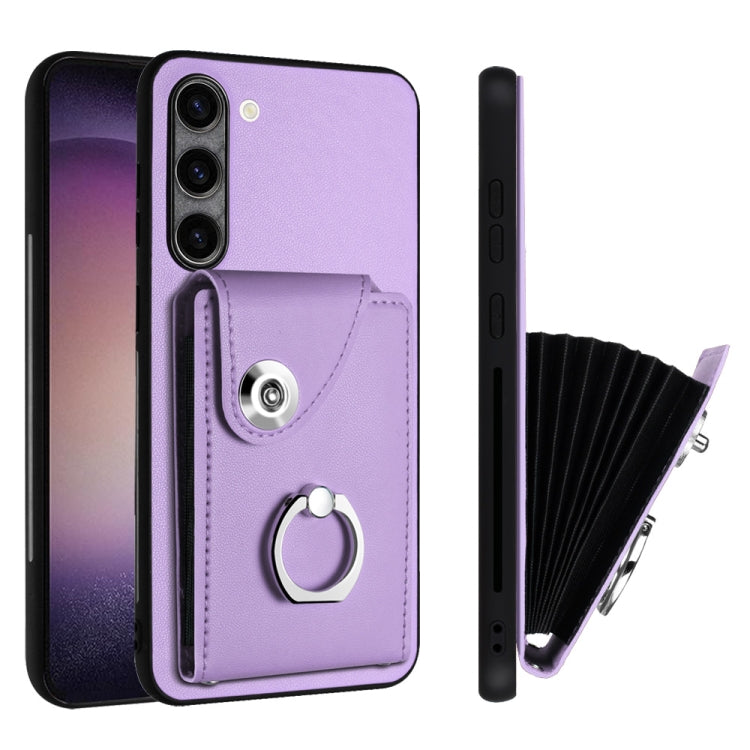 For Samsung Galaxy S23+ 5G Organ Card Bag Ring Holder PU Phone Case(Purple) - HoMEdemic™ 