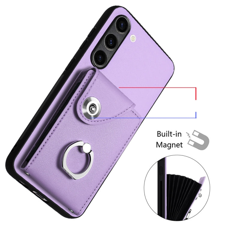 For Samsung Galaxy S23+ 5G Organ Card Bag Ring Holder PU Phone Case(Purple) - HoMEdemic™ 