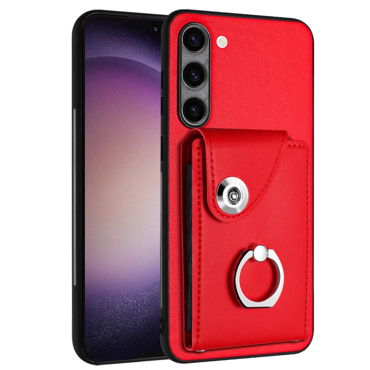 For Samsung Galaxy S23+ 5G Organ Card Bag Ring Holder PU Phone Case(Red) - HoMEdemic™ 
