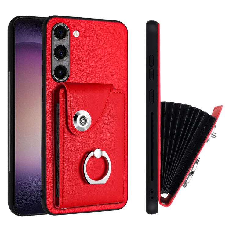 For Samsung Galaxy S23+ 5G Organ Card Bag Ring Holder PU Phone Case(Red) - HoMEdemic™ 