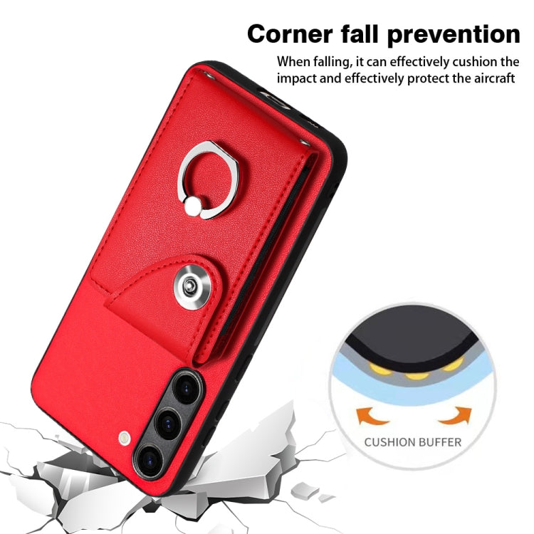 For Samsung Galaxy S23+ 5G Organ Card Bag Ring Holder PU Phone Case(Red) - HoMEdemic™ 