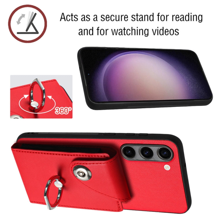 For Samsung Galaxy S23+ 5G Organ Card Bag Ring Holder PU Phone Case(Red) - HoMEdemic™ 