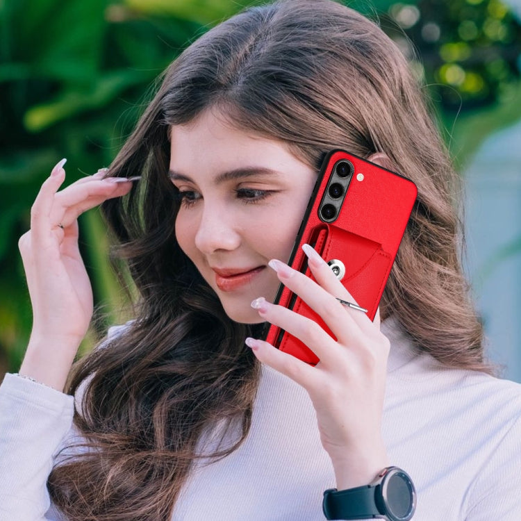 For Samsung Galaxy S23+ 5G Organ Card Bag Ring Holder PU Phone Case(Red) - HoMEdemic™ 