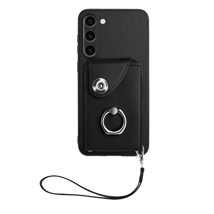 For Samsung Galaxy S23+ 5G Organ Card Bag Ring Holder PU Phone Case with Lanyard(Black) - HoMEdemic™ 