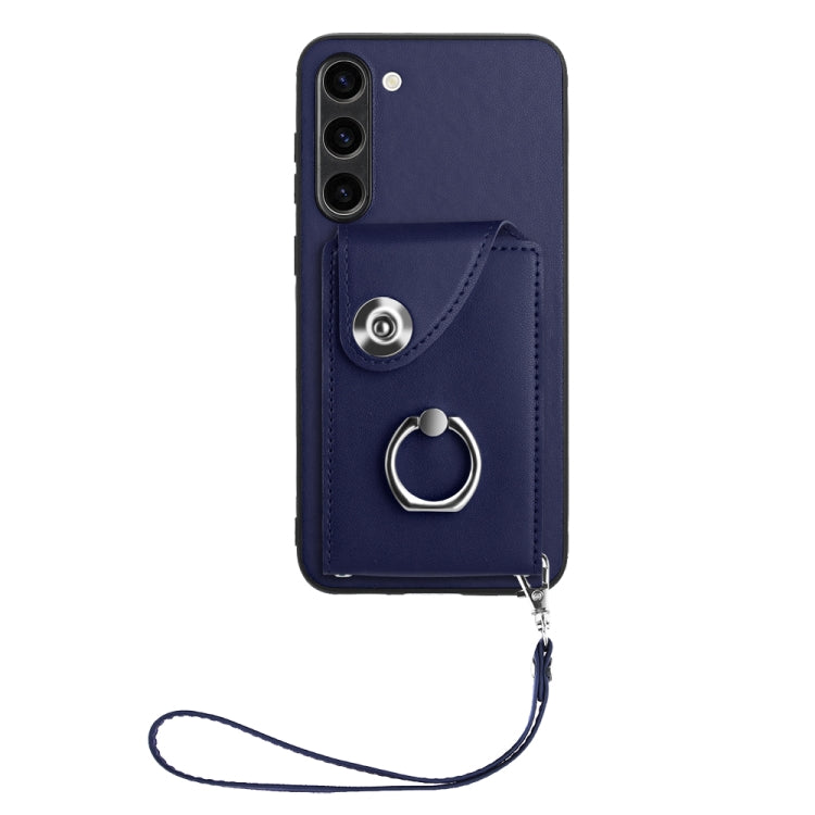 For Samsung Galaxy S23+ 5G Organ Card Bag Ring Holder PU Phone Case with Lanyard(Blue) - HoMEdemic™ 