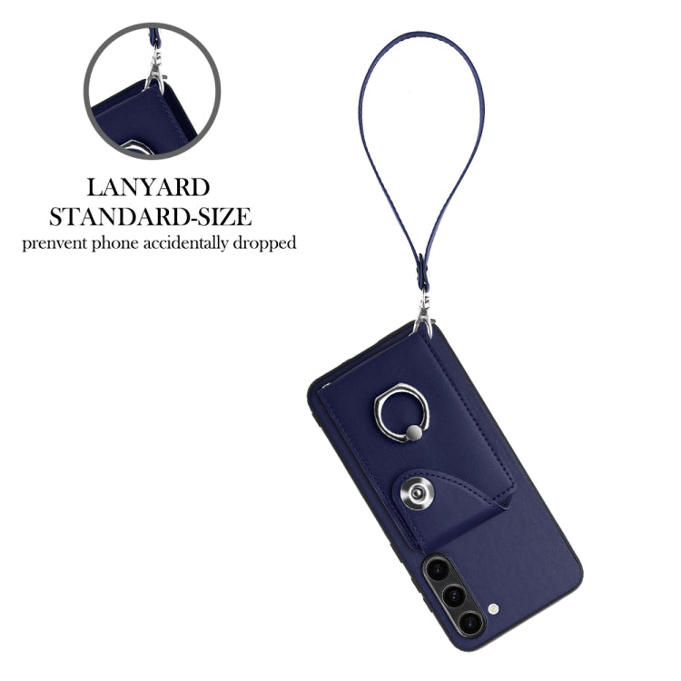 For Samsung Galaxy S23+ 5G Organ Card Bag Ring Holder PU Phone Case with Lanyard(Blue) - HoMEdemic™ 