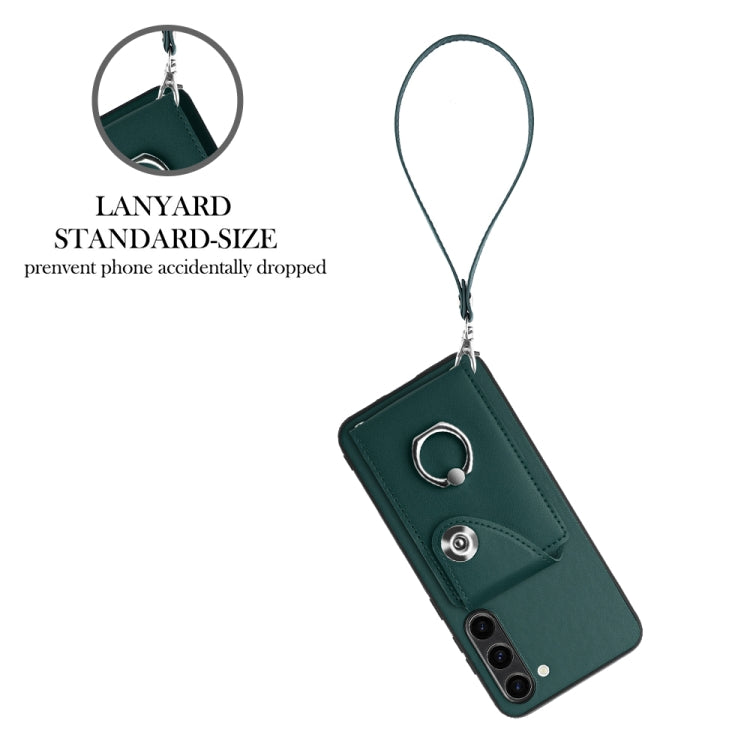 For Samsung Galaxy S23+ 5G Organ Card Bag Ring Holder PU Phone Case with Lanyard(Green) - HoMEdemic™ 