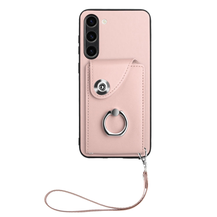 For Samsung Galaxy S23+ 5G Organ Card Bag Ring Holder PU Phone Case with Lanyard(Pink) - HoMEdemic™ 