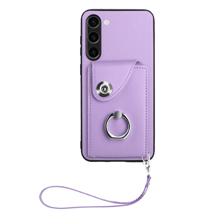 For Samsung Galaxy S23+ 5G Organ Card Bag Ring Holder PU Phone Case with Lanyard(Purple) - HoMEdemic™ 