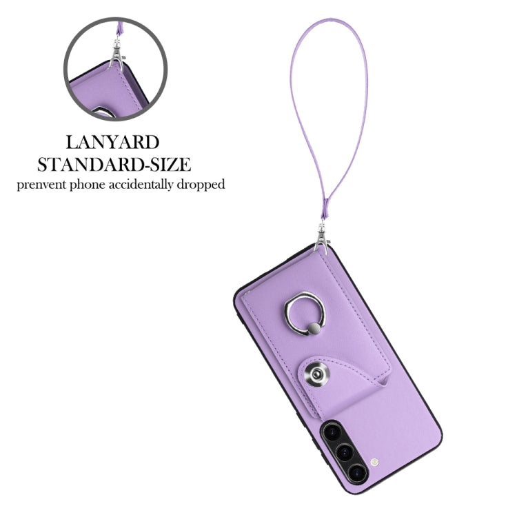 For Samsung Galaxy S23+ 5G Organ Card Bag Ring Holder PU Phone Case with Lanyard(Purple) - HoMEdemic™ 
