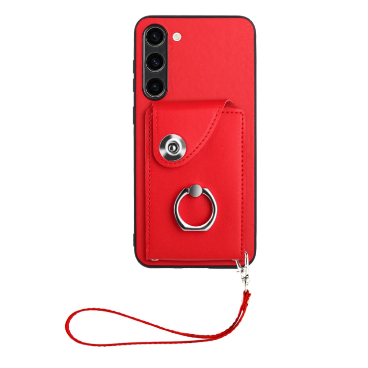 For Samsung Galaxy S23+ 5G Organ Card Bag Ring Holder PU Phone Case with Lanyard(Red) - HoMEdemic™ 