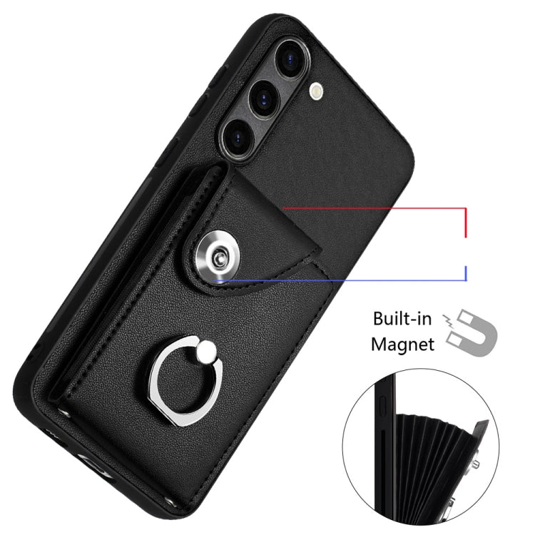 For Samsung Galaxy S23+ 5G Organ Card Bag Ring Holder Phone Case with Long Lanyard(Black) - HoMEdemic™ 