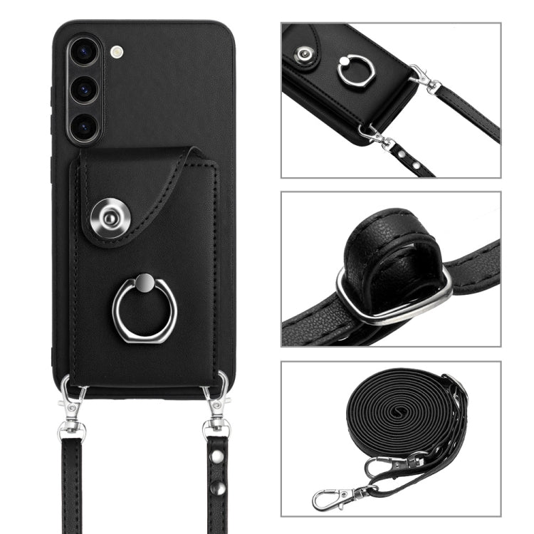 For Samsung Galaxy S23+ 5G Organ Card Bag Ring Holder Phone Case with Long Lanyard(Black) - HoMEdemic™ 
