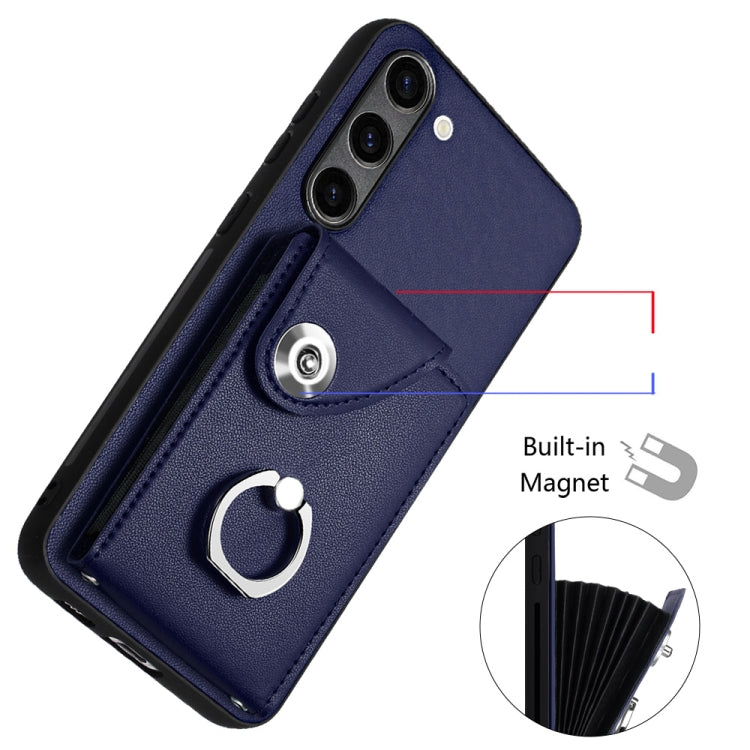 For Samsung Galaxy S23+ 5G Organ Card Bag Ring Holder Phone Case with Long Lanyard(Blue) - HoMEdemic™ 