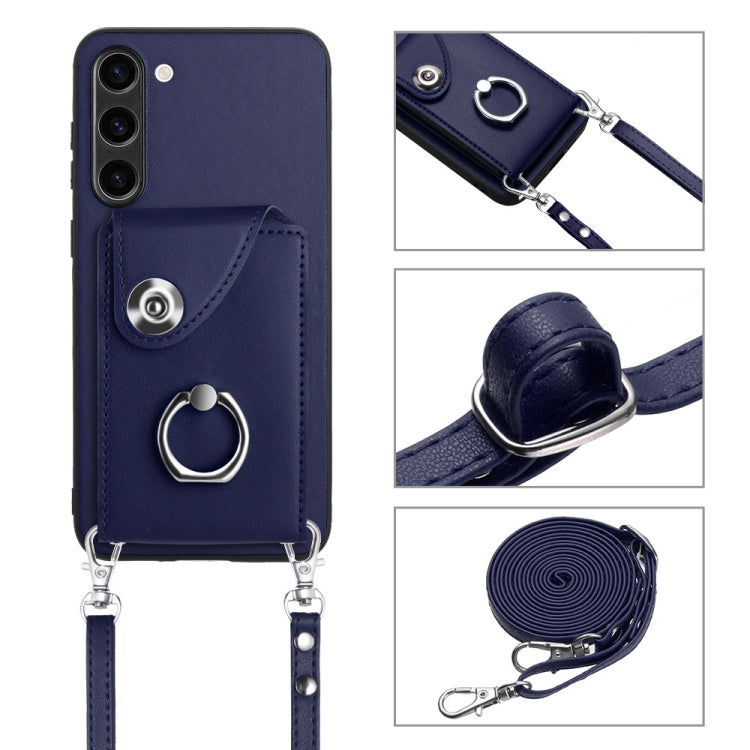 For Samsung Galaxy S23+ 5G Organ Card Bag Ring Holder Phone Case with Long Lanyard(Blue) - HoMEdemic™ 