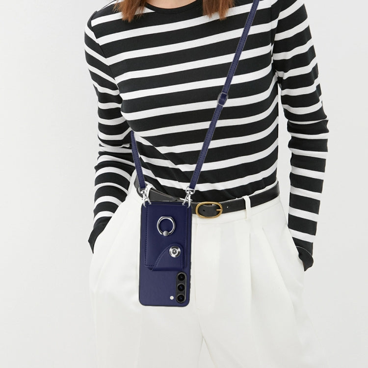 For Samsung Galaxy S23+ 5G Organ Card Bag Ring Holder Phone Case with Long Lanyard(Blue) - HoMEdemic™ 
