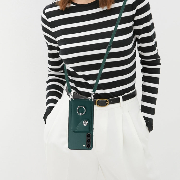For Samsung Galaxy S23+ 5G Organ Card Bag Ring Holder Phone Case with Long Lanyard(Green) - HoMEdemic™ 
