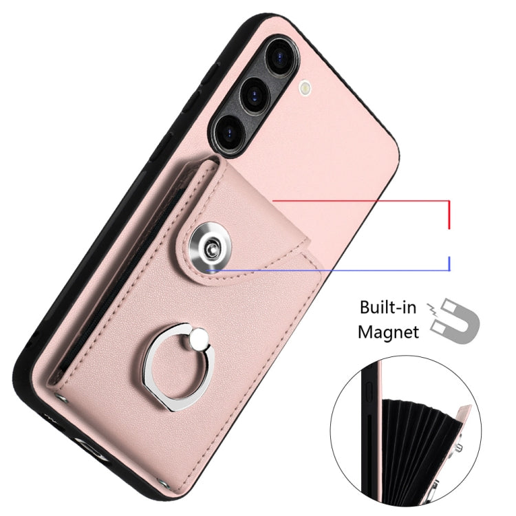 For Samsung Galaxy S23+ 5G Organ Card Bag Ring Holder Phone Case with Long Lanyard(Pink) - HoMEdemic™ 