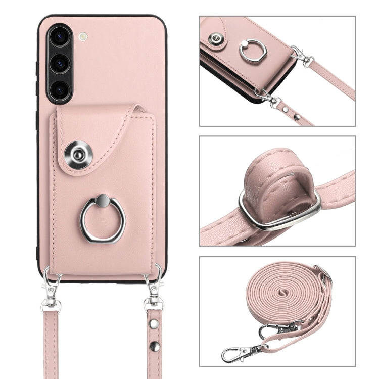 For Samsung Galaxy S23+ 5G Organ Card Bag Ring Holder Phone Case with Long Lanyard(Pink) - HoMEdemic™ 