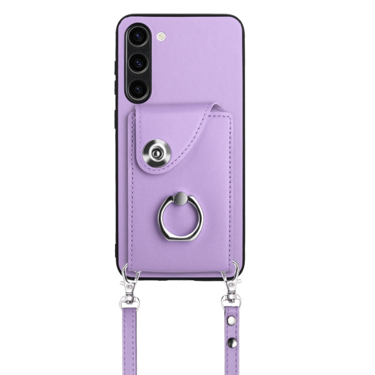 For Samsung Galaxy S23+ 5G Organ Card Bag Ring Holder Phone Case with Long Lanyard(Purple) - HoMEdemic™ 